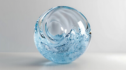 Leinwandbilder - water liquid splash in sphere shape isolated on white background, 3d illustration.
