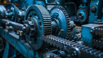 Fototapete - engine gear wheels, industrial background