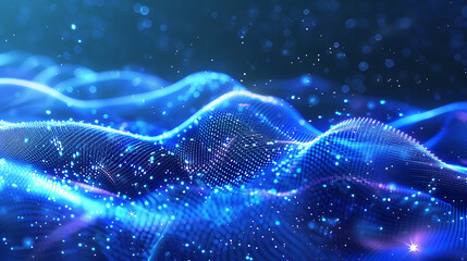 Wall Mural - beautiful abstract wave technology background with blue light digital effect corporate concept