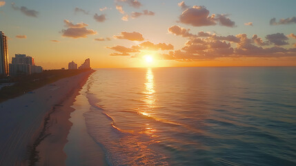 Fototapete - Sunrise over the ocean in Miami Beach, Florida.