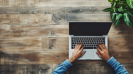 Poster - Person using a laptop computer from above