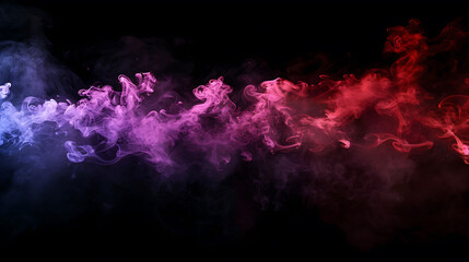 Fototapete - Dense multicolored smoke of   red, purple and pink colors on a black isolated background. Background of smoke vape