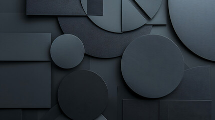 Poster - Geometric shapes of black paper, composition abstract