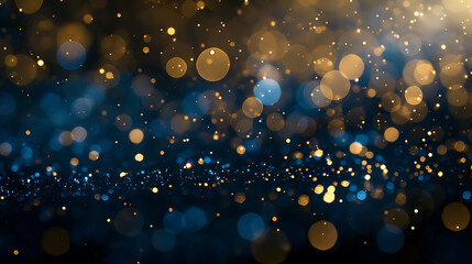 Aufkleber - Gold and dark blue Fireworks and bokeh in New Year eve and copy space. Abstract background holiday.