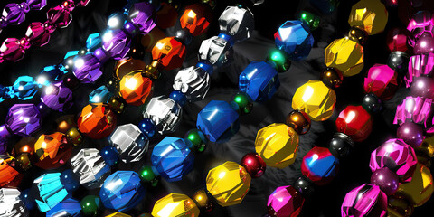 A close-up of colorful beads strung together, sparkling in the sunlight, waiting to adorn a handmade bracelet.