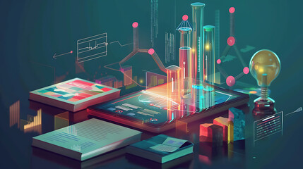 Aufkleber - Diagrams projecting from tablet