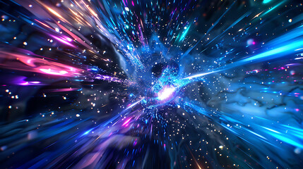 Wall Mural - abstract flight in space hyper jump 3d illustration
