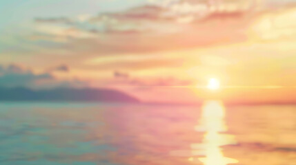 Fototapete - Blurred  sunset sky and ocean nature background