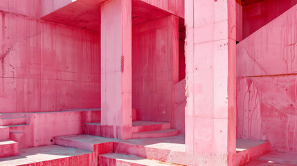 Aufkleber - Abstract pink painted concrete structure