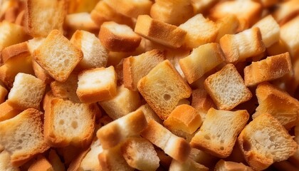 Sticker - yellow crackers close up texture of breadcrumbs many pieces of white dry bread