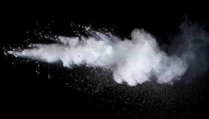 Wall Mural - white smoke isolated abstract powder water spray on black background