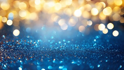 abstract glitter lights background in blue gold de focused banner