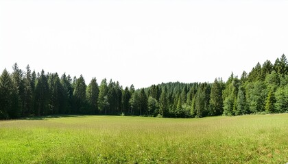 Wall Mural - forest edge with meadow without sky transparent png background