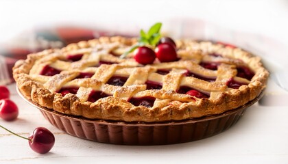 Wall Mural - homemade cherry pie with a flaky golden crust