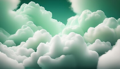 Wall Mural - light green clouds white figure in the clouds abstract background