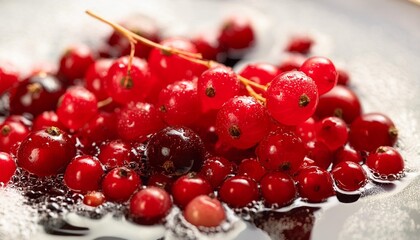 Poster - vibrant redcurrants and cranberries burst with juicy sweetness a fresh and healthy delight