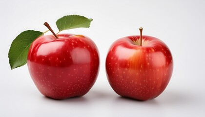 Poster - red apple fruit with leaf isolate