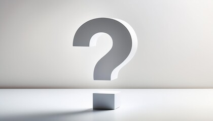 a white three dimensional question mark sits on a white background