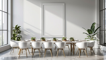 Wall Mural - Modern dining room open floor plan with empty frame