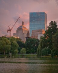 Wall Mural - Sunset over the lake at the Public Garden, Boston, Massachusetts