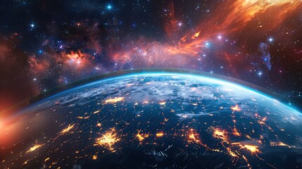 Wall Mural - eyecatching futuristic view of high tech earth planet
