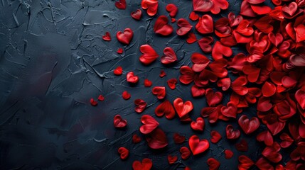 Poster - Red hearts on black background for Valentine s Day