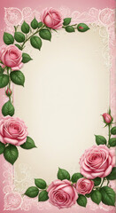 Poster - pink roses frame