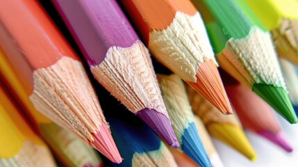 Poster - Color pencils close up on white background symbolizing back to school