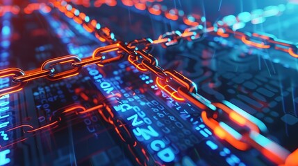 Attractive Blockchain on technology background banner
