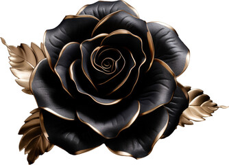 A single black rose with gold accents, a beautiful and elegant flower.