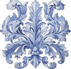 Wall Mural - Vintage blue pattern isolated on transparent background. PNG