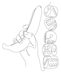 Wall Mural - One continuous line of banana and dice. Thin Line Illustration vector concept. Contour Drawing Creative ideas.