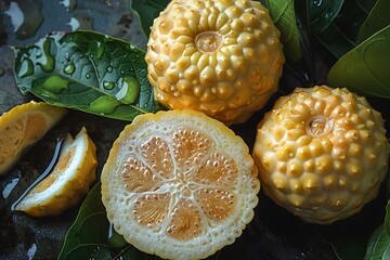 Poster - a group of yellow fruit with leaves.