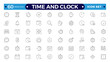 © artshuvo - Time icon set. Timer, alarm, schedule, hourglass, clock icons. Outline time and clock icon collection.