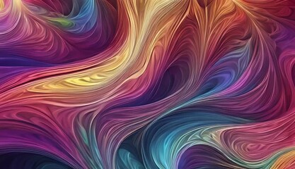Wall Mural - effect Colorful Fractal wallpaper wavy Creative Background Futuristic multi background Pattern gital anime Trendy Fractal Graphic design artwork banner art Abstract color fantasy modern