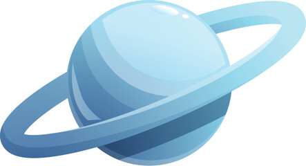 Wall Mural - cartoon blue planet with rings orbiting in the space