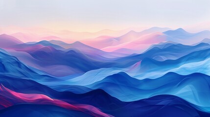 Wall Mural - Abstract Blue and Pink Mountain Landscape