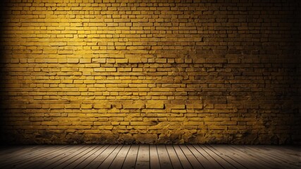 yellow brick wall with grungy texture and spotlight fo background