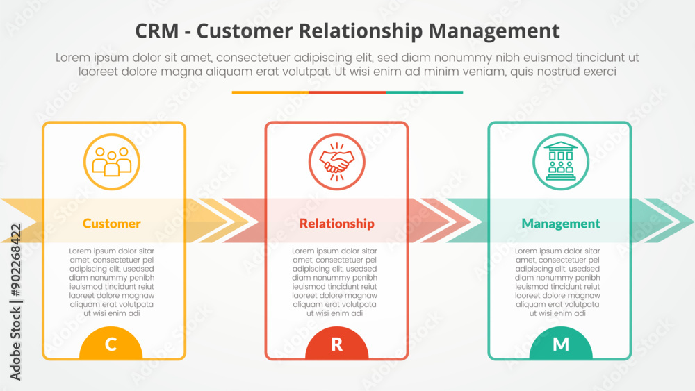 CRM customer relationship management infographic concept for slide ...
