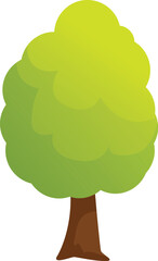 Wall Mural - Simple stylized tree with a lush green crown and a brown trunk standing on a white background