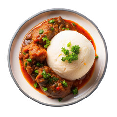 Wall Mural - African fufu top view isolated on transparent background