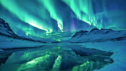 Wall Mural - Beautiful green aurora