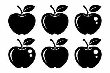 Apple vector silhouette set, apple icon set

