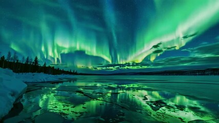 Wall Mural - beautiful green aurora