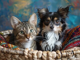 Wall Mural - cat and dog