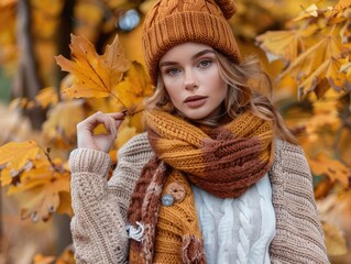 Poster - woman in autumn park