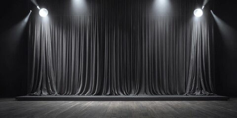 Wall Mural - aesthetic luxurious grey draped empty stage with spotl background