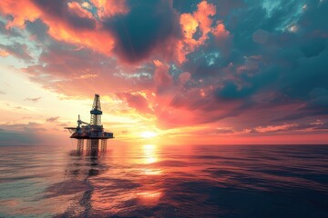 Wall Mural - An oil rig offshore