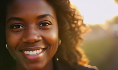 Wall Mural - Portrait of a smiling african american woman looking at camera