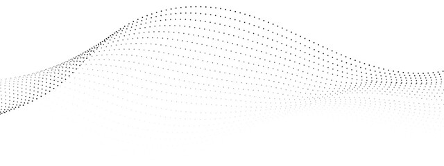 Wall Mural - flowing wavy dots particles wave pattern curve halftone gradient lines shape isolated on transparent
